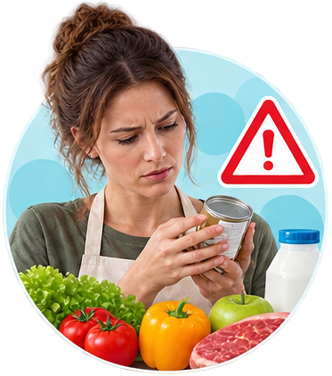 Eine Illustration einer Warnmeldung zu einem Lebensmittelprodukt